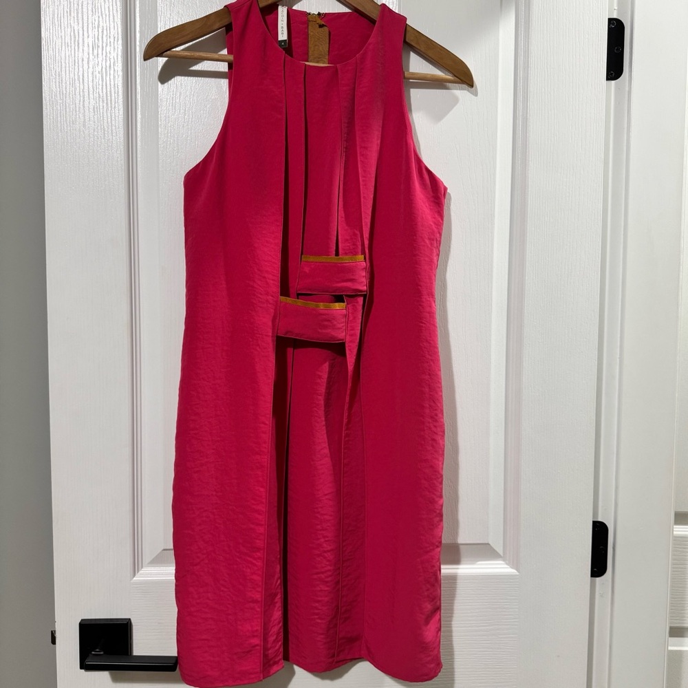 Sachin + Babi Jasmine Sheath Bright Pink & Mustard Yellow Mini Dress Size 4
